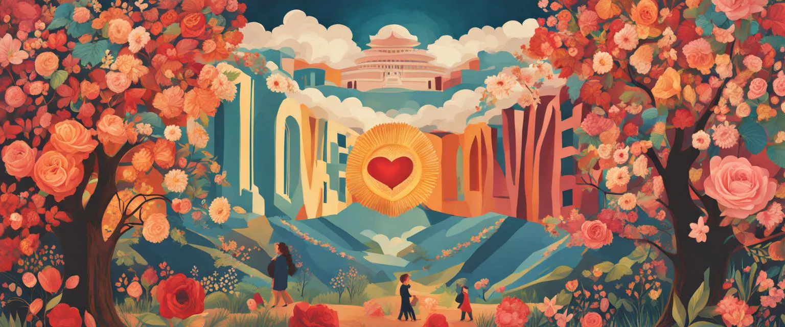 Love Language: The word Love written on a Mountain side abstract