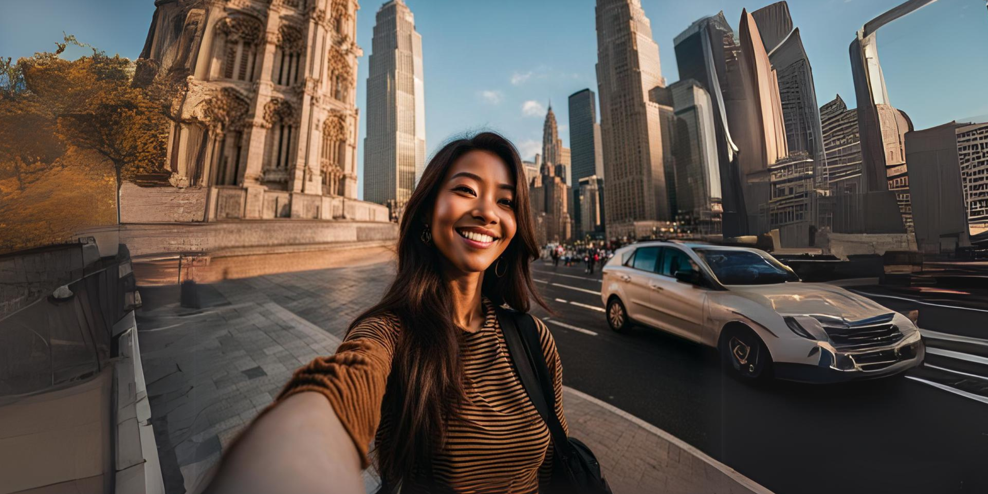Solo travel: A woman taking a selfie