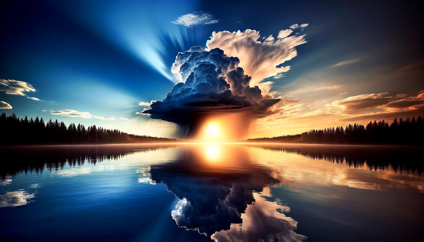 Letting Go of Bitterness: dark cloud begins to dissipate above a serene lake, a powerful symbol of releasing negativity.