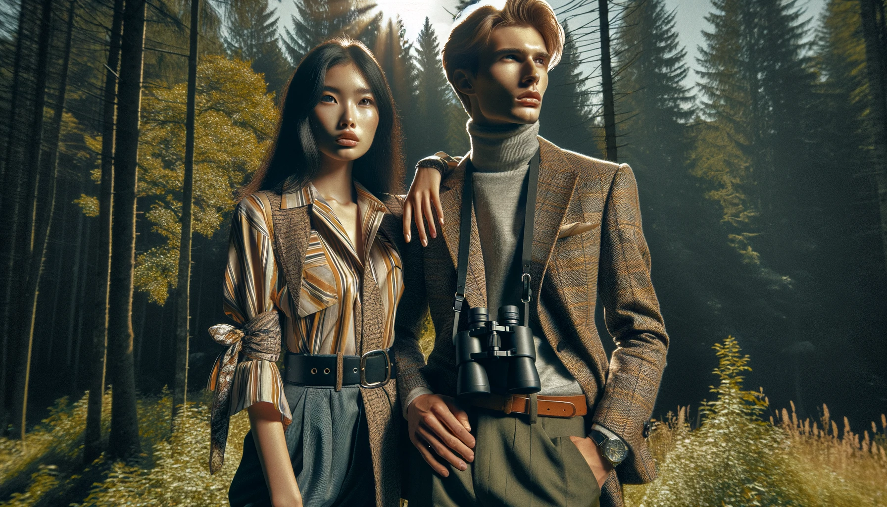 Unique date activities: two people in bird watching.