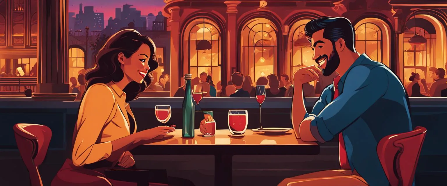 Love Bombing: A couple having drinks.