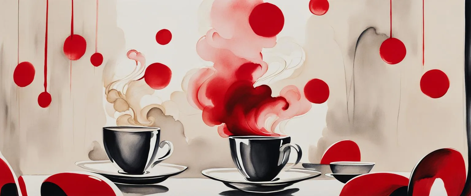 Coffee Date: café table set up for two, designed to create a cozy and inviting atmosphere.