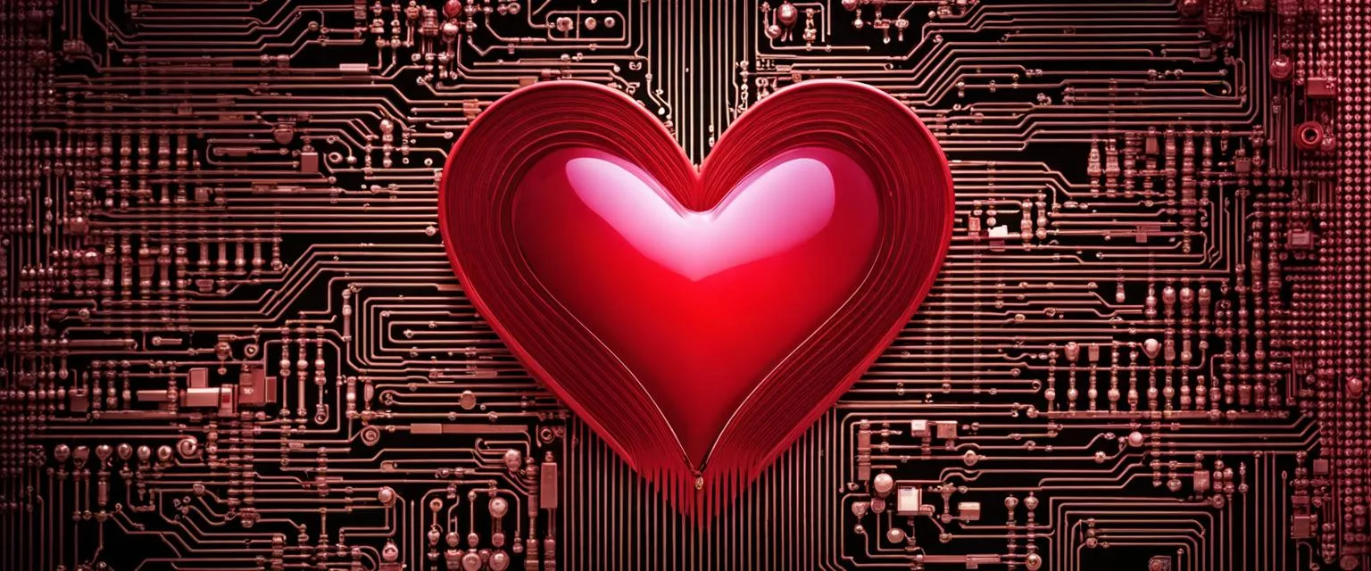 Online dating profile: a circuit board with a heart shaped processor.