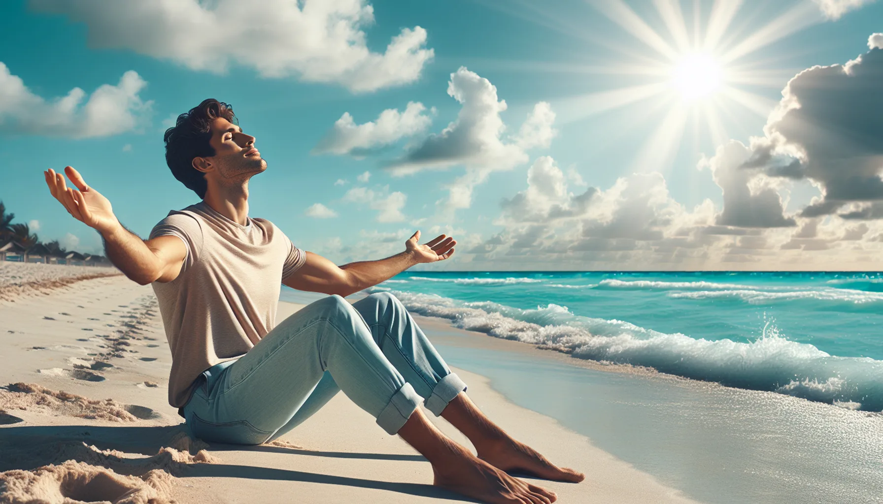 Enjoy Life Solo: A serene and joyful scene of a person enjoying the beach alone