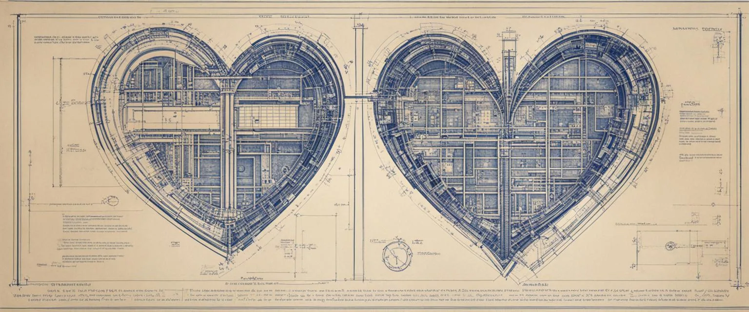 Attachment Styles: Blue print of two hearts.