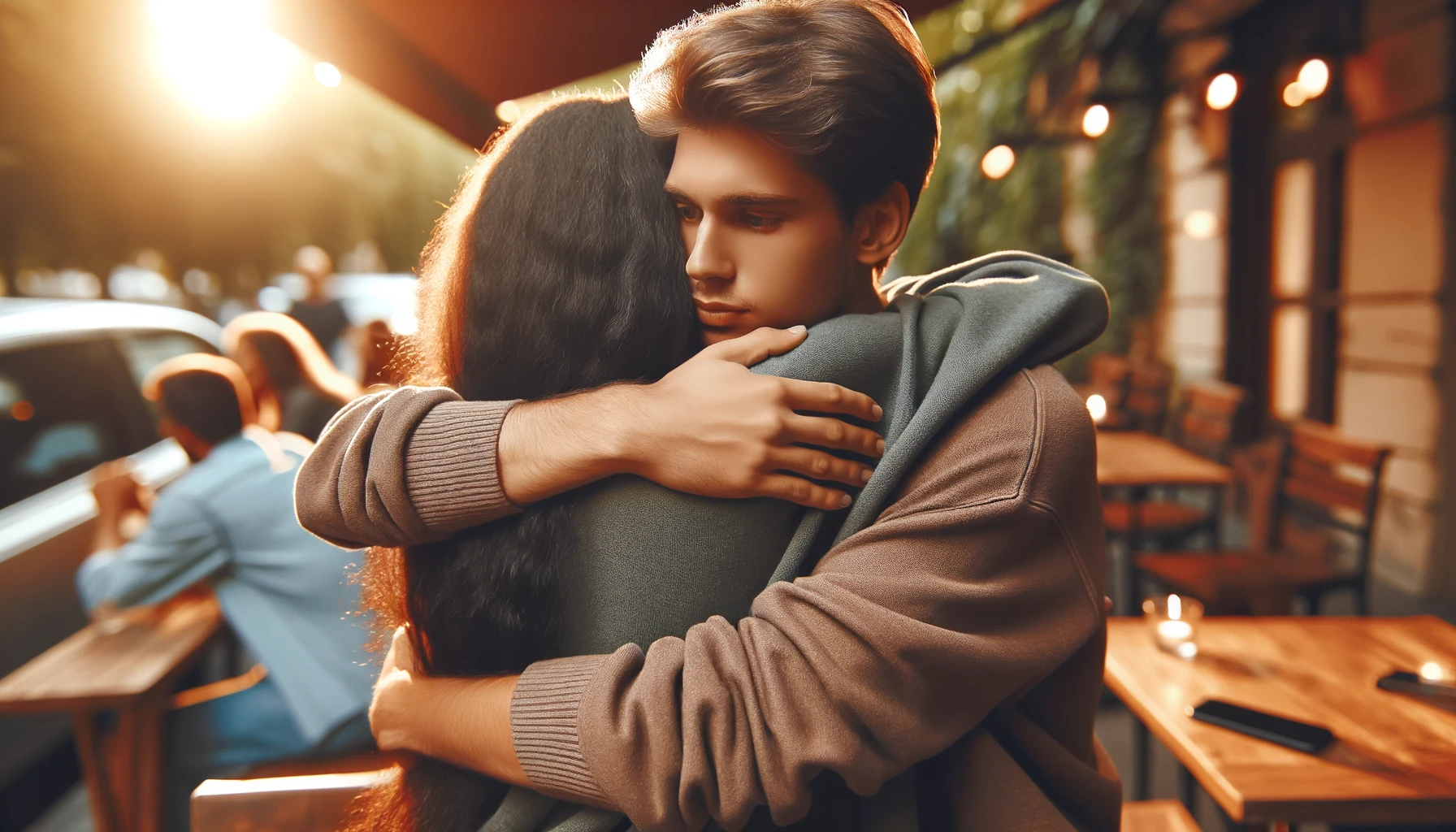 Reviving Old Friendships: Two friends embracing each other in a heartfelt hug