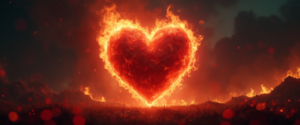 Heartache to Healing: Heart on fire.