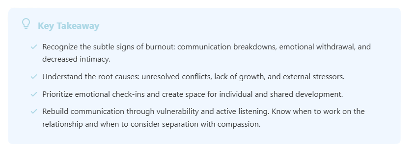 Relationship Burnout Advice: key takeaways