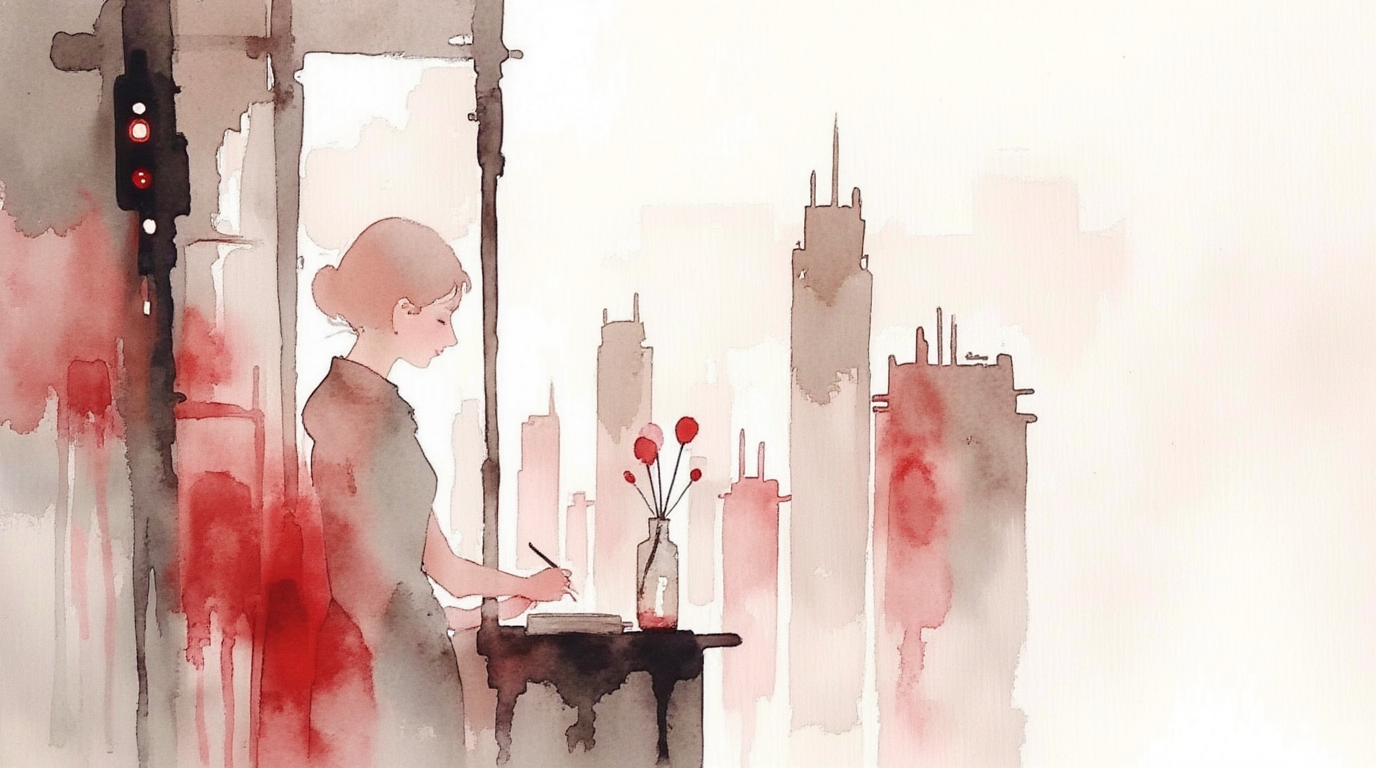 Woman in self-reflection about dating readiness after breakup in a big city