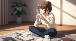 post-breakup recovery: woman drinking tea
