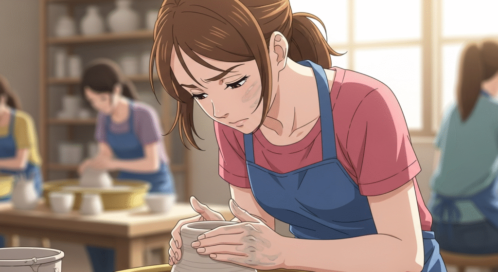 post-breakup recovery: woman at the potters wheel