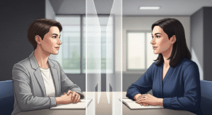 healthy boundaries breakup: Two people respectfully communicating at a distance, illustrating clear boundaries in difficult situations.