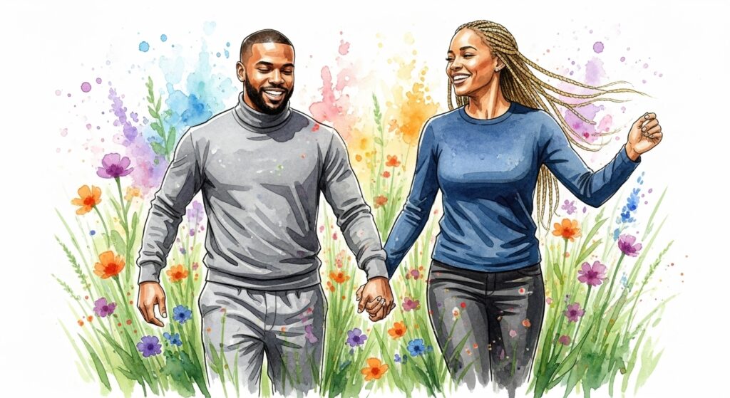 Healthy Relationship Patterns couple in watercolor
