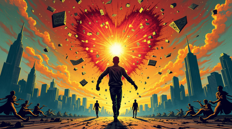 Managing Breakup Triggers: A vibrant retro comic book style cover in the energetic aesthetic