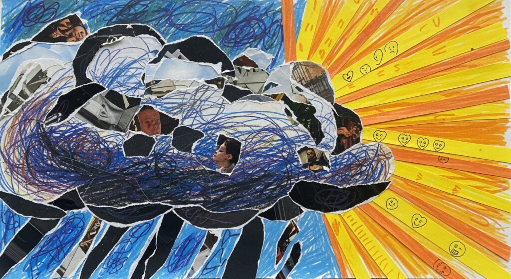 Release Breakup Resentment: Chaotic mixed media cloud and sunshine