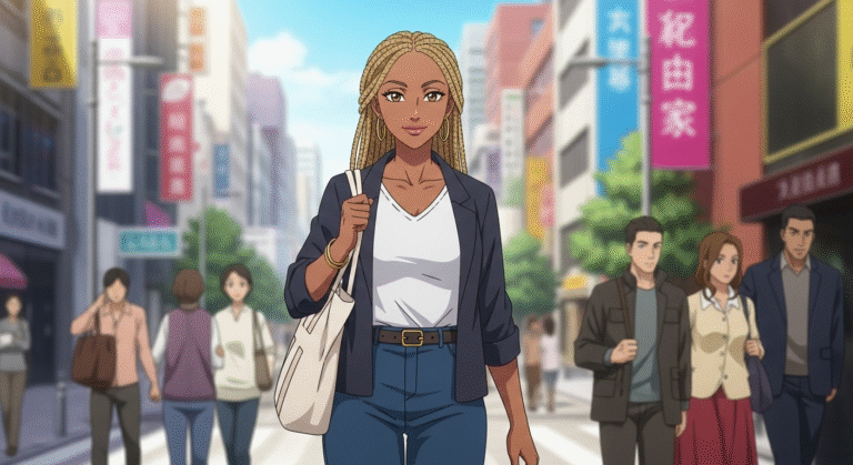 Unapologetically single: a woman walks with a self-assured stride, her expression radiating independence