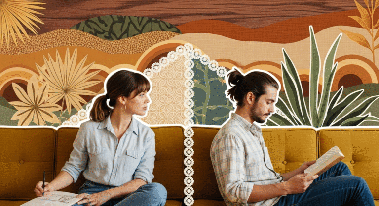 Confident calm boundary communication during a date showing direct but warm delivery