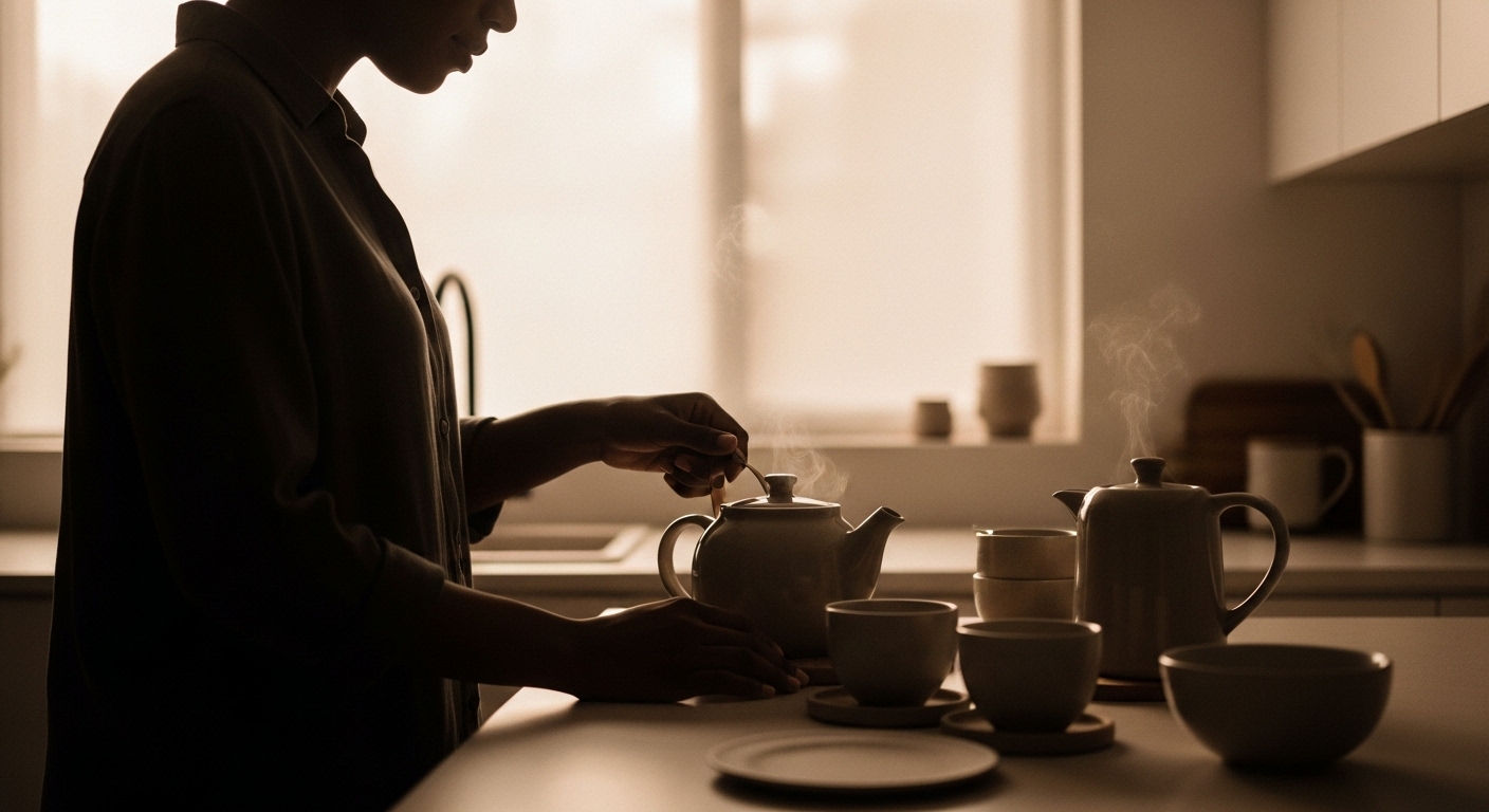Surviving A Breakup: woman making tea for herself