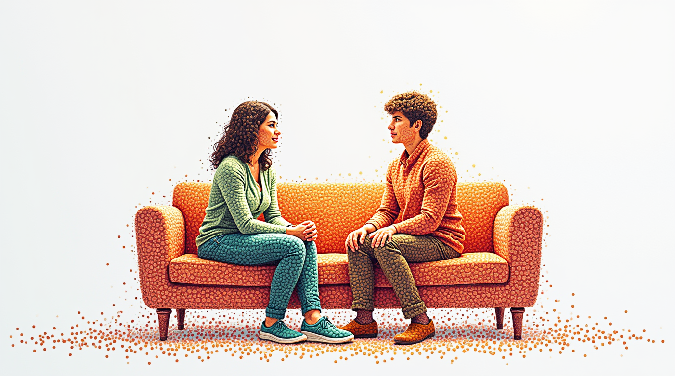 Latina woman engaging in conversation about relationship milestones with a partner