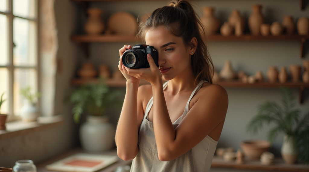 Creating Without Pressure: woman taking photo