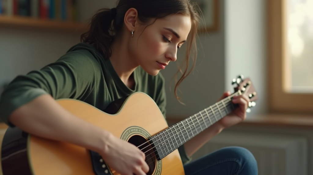Creating Without Pressure: woman playing guitar