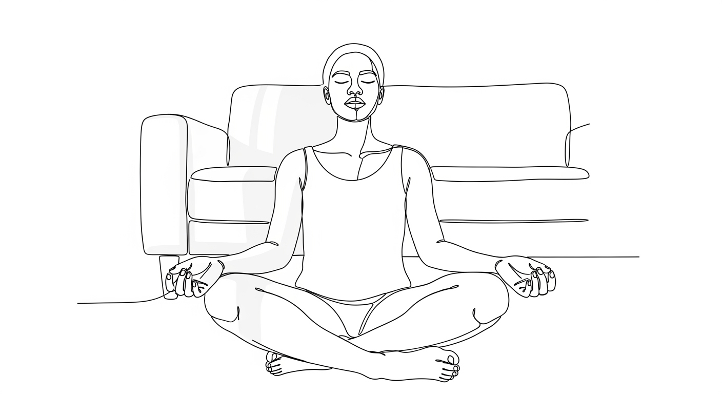 Woman using grounding technique after breakup trigger fires, focused recovery