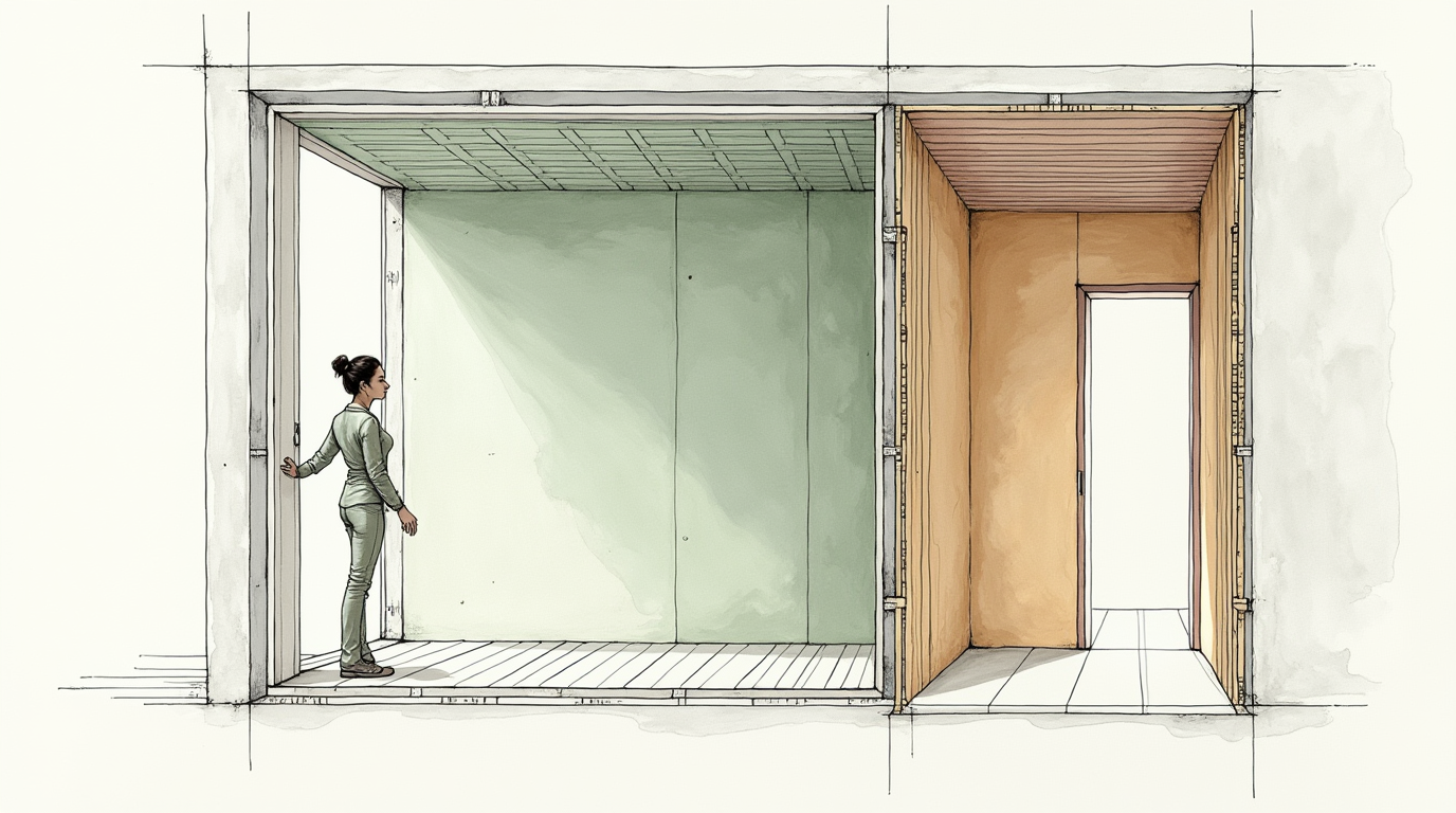 Hesitation before emotional re-entry symbolizing vulnerability after breakup