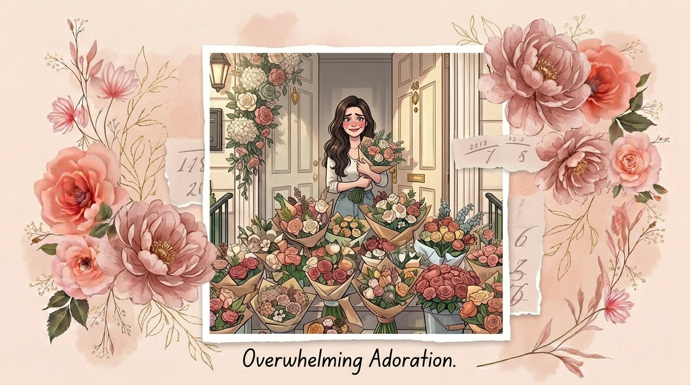Overwhelming flower deliveries illustrating excessive attention in early dating