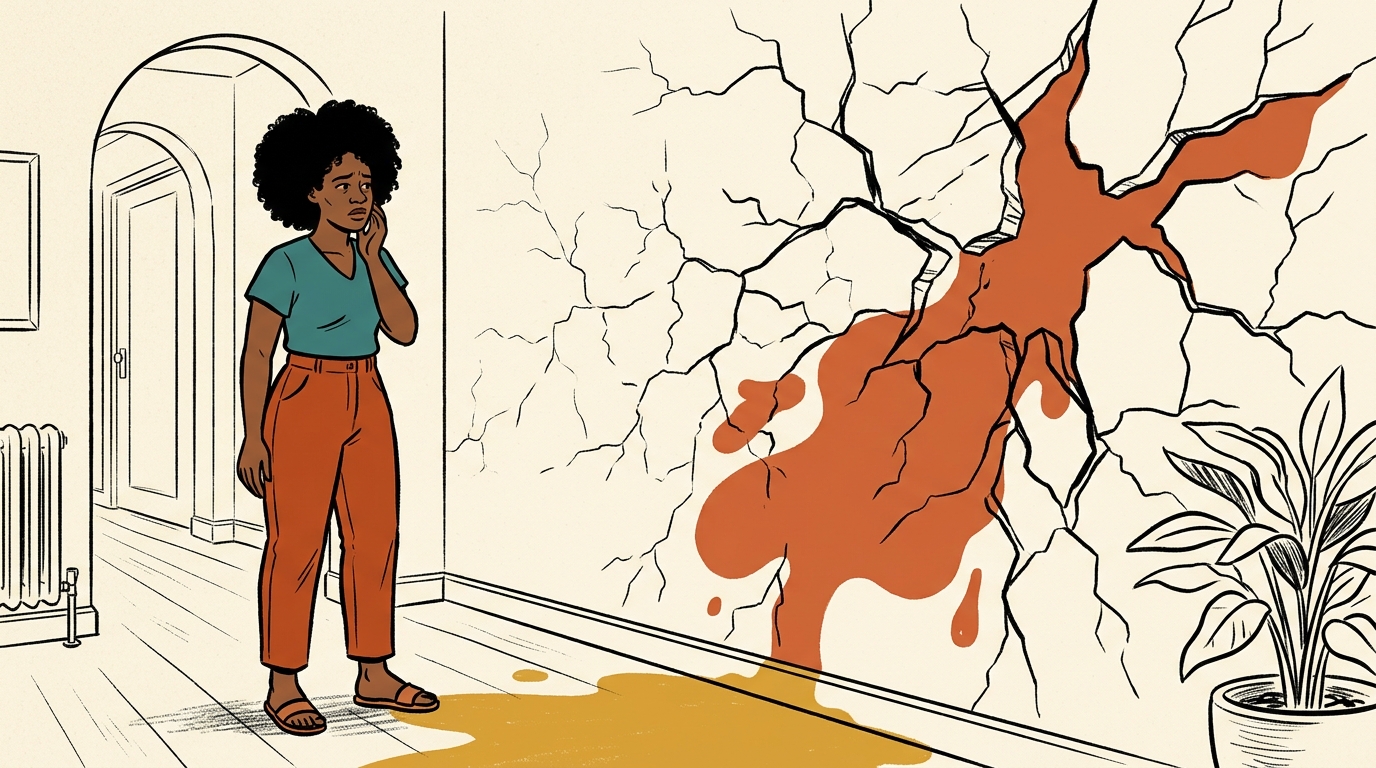 Progressive crack pattern illustrating how small red flags escalate into relationship damage over time