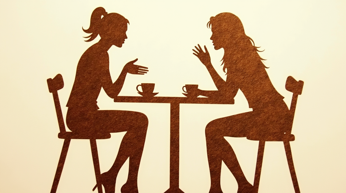 Two women in a substantive conversation sharing context about their lives over coffee