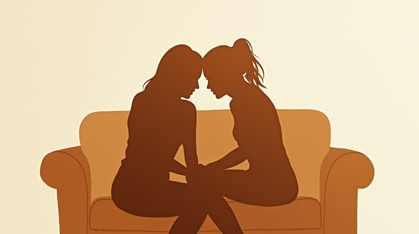 Two women in a private trusting conversation where one is sharing something personal