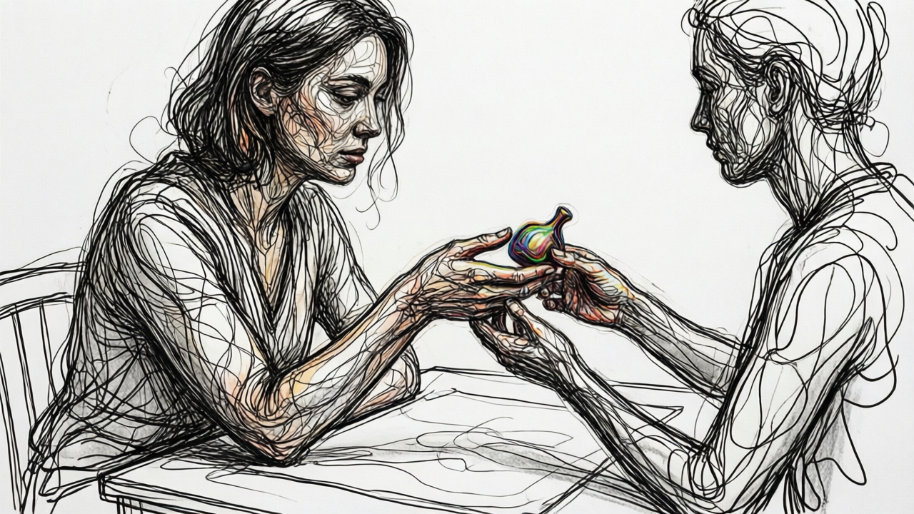 Woman engaged in a small act of contribution that produces a felt sense of meaningfulness