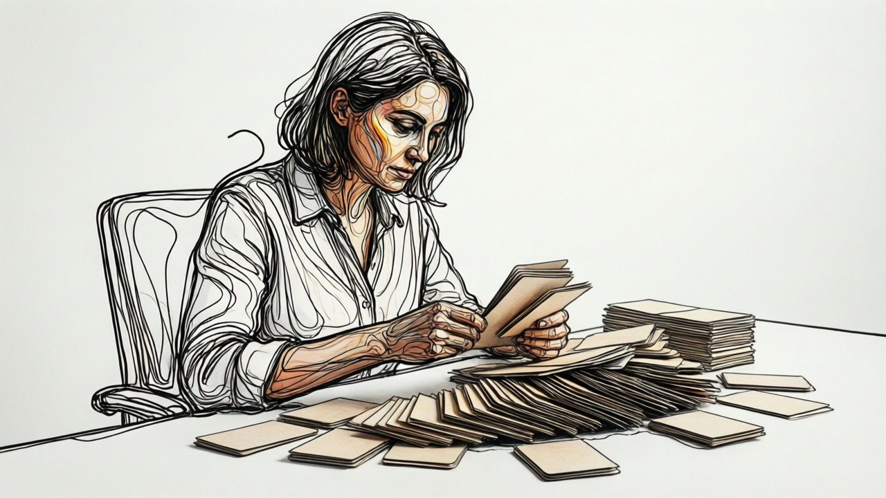 Woman observing the pattern in her contribution log to articulate emerging purpose