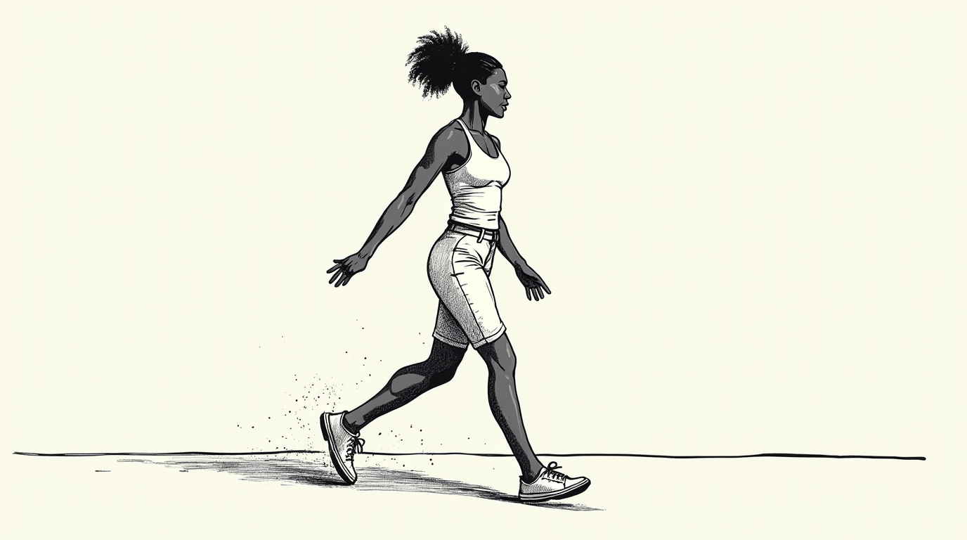 Woman walking confidently outdoors as part of capability layer movement work