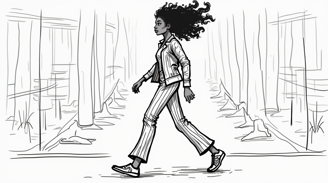 Woman walking confidently through public space demonstrating integrated embodiment