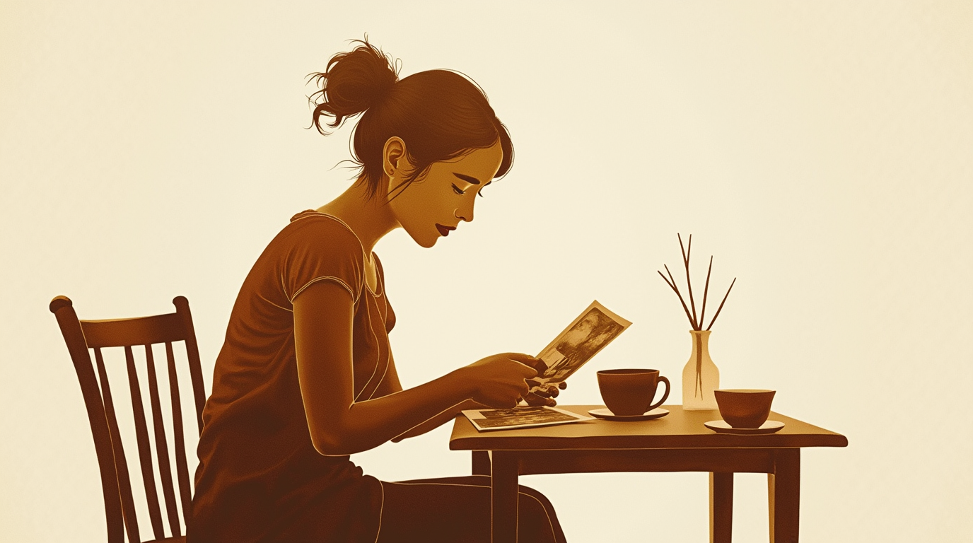 East Asian woman reviewing pre-relationship and relationship-shaped versions of herself