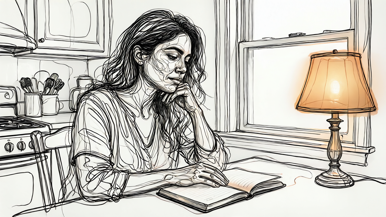 Woman using Sunday evening reflection practice to manage post-breakup weekend anxiety